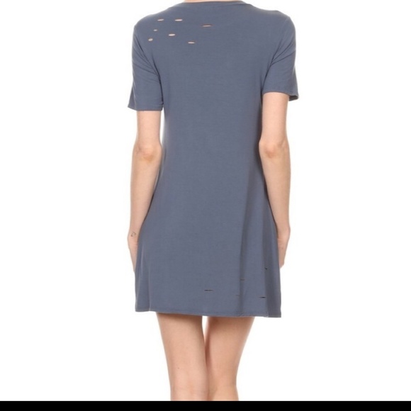 3 /35 DISTRESSED FLIRTY MINI DRESS - Picture 3 of 4